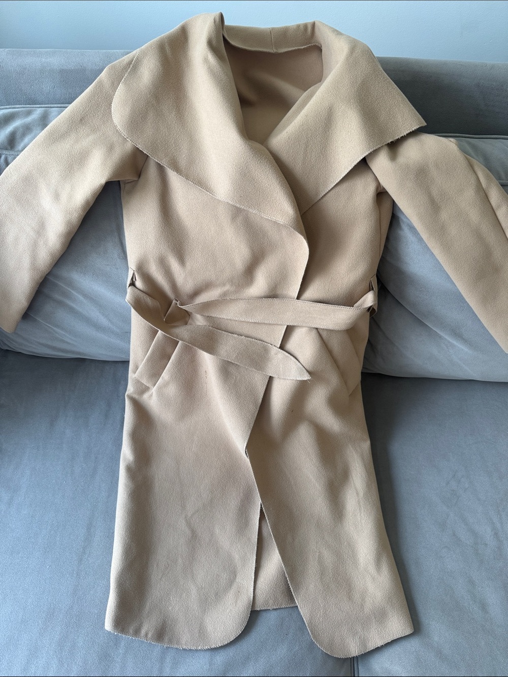 Beige Wrap Belted Women's Trench Coat